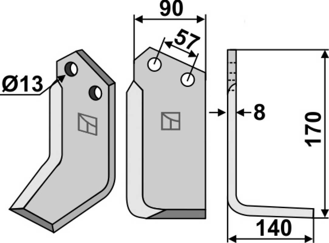 Fräsmesser 170x90mm, rechts